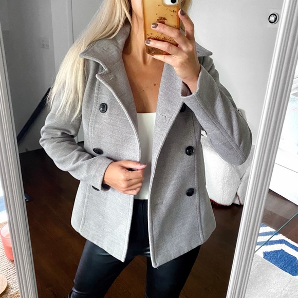 🩶 H&M GREY WOVEN STITCHED FALL JACKET! - Picture 6 of 16